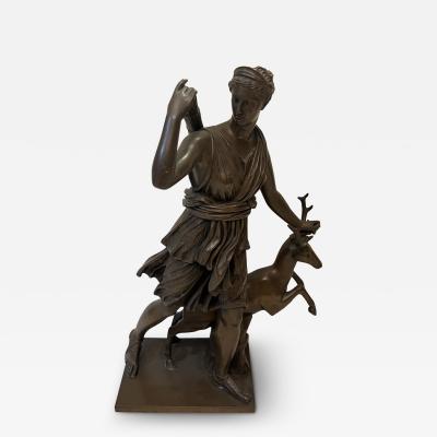 Ferdinand Barbedienne DIANA AND DEER FRENCH BRONZE BY FERDINAND BARBEDIENNE