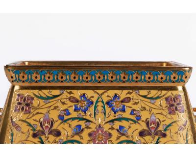 Ferdinand Barbedienne F Barbedienne A Suite of Three French Ormolu and Champleve Enamel Jardinieres