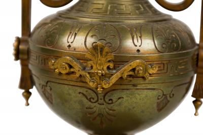 Ferdinand Barbedienne French Empire Style Bronze and Rosso Marble Lamp