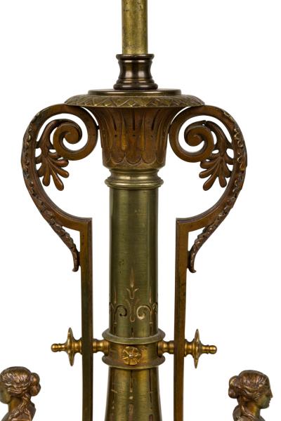 Ferdinand Barbedienne French Empire Style Bronze and Rosso Marble Lamp
