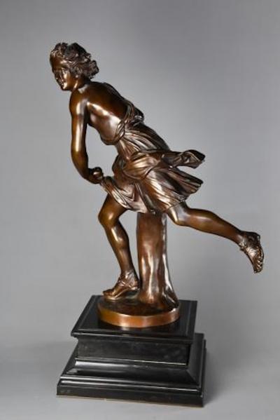 Ferdinand Barbedienne Large 19thc bronze figure of Hippomenes signed F Barbedienne