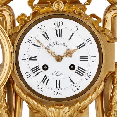 Ferdinand Barbedienne Large Louis XV style Rococo ormolu three piece clock set by Barbedienne