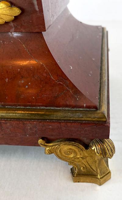 Ferdinand Barbedienne Pair French Empire Style Bronze and Rosso Marble Lamps F Barbedienne