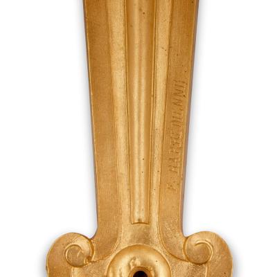 Ferdinand Barbedienne Pair of Louis XV style gilt bronze wall lights by Barbedienne