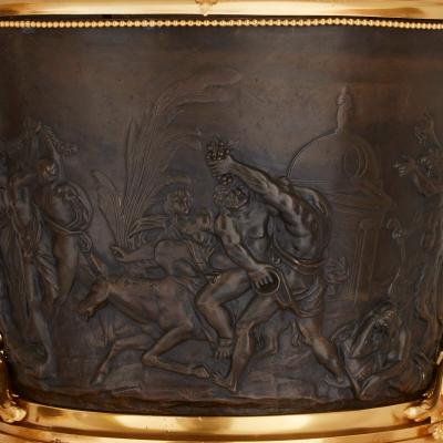 Ferdinand Barbedienne Pair of antique gilt and patinated bronze jardini res by Barbedienne