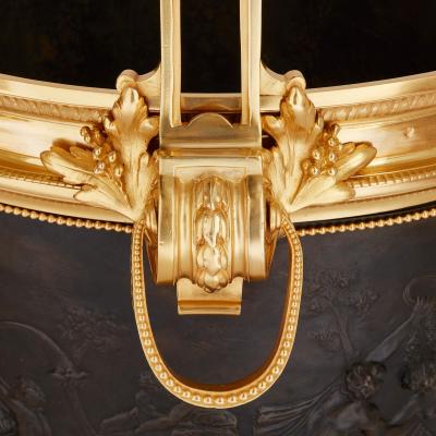 Ferdinand Barbedienne Pair of antique gilt and patinated bronze jardini res by Barbedienne