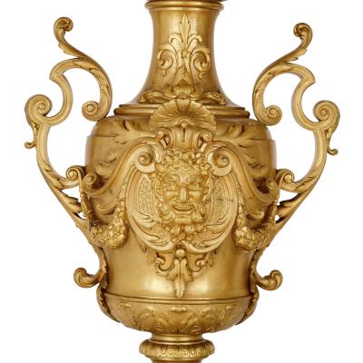 Ferdinand Barbedienne Pair of gilt bronze table candelabra by Ferdinand Barbedienne