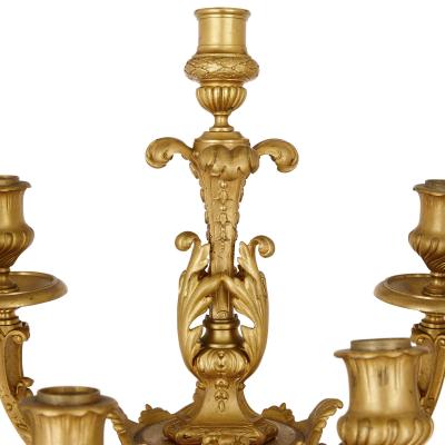 Ferdinand Barbedienne Pair of gilt bronze table candelabra by Ferdinand Barbedienne