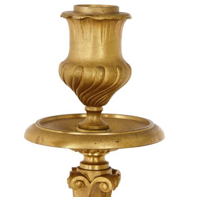 Ferdinand Barbedienne Pair of gilt bronze table candelabra by Ferdinand Barbedienne