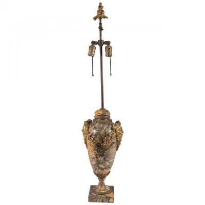 Ferdinand Barbedienne STUNNING FRENCH 19TH CENTURY BRONZE MARBLE SATYR LAMP