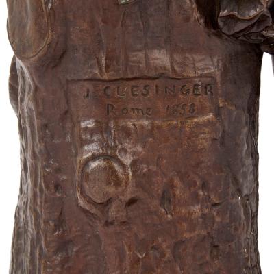 Ferdinand Barbedienne Zingara antique French bronze sculpture of a tambourine girl by Barbedienne