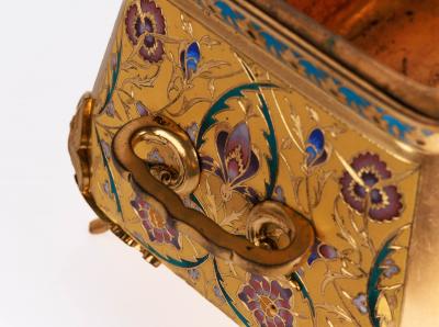 Ferdinand Barbedienne a French Ormolu and Champleve Enamel Jardiniere C 1870