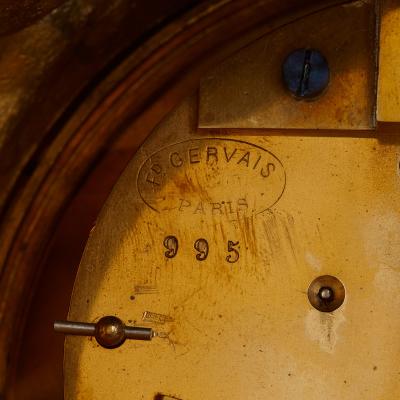 Ferdinand Gervais Antique marble patinated and gilt bronze clock set by Gervais