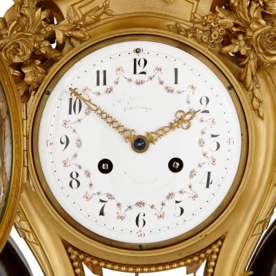 Ferdinand Gervais Antique marble patinated and gilt bronze clock set by Gervais