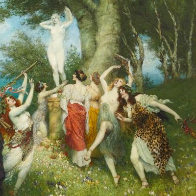 Ferdinand Leeke The Triumph of Bacchus a large oil painting by Ferdinand Leeke