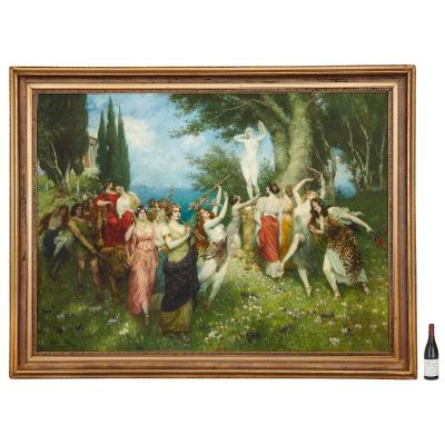 Ferdinand Leeke The Triumph of Bacchus a large oil painting by Ferdinand Leeke