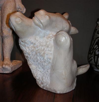 Ferdinand Parpan 1930 1935 Horses Alabaster Sculpture by Ferdinand Parpan