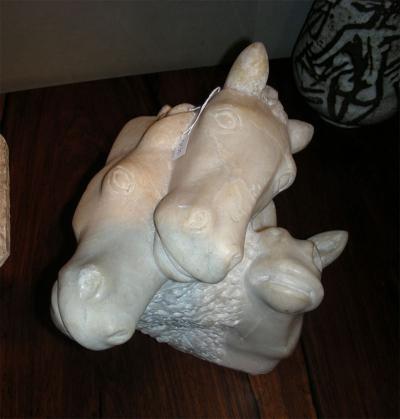 Ferdinand Parpan 1930 1935 Horses Alabaster Sculpture by Ferdinand Parpan