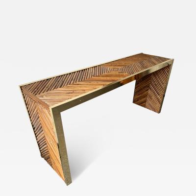 Ferdinando Loffredo Console Table Rattan Malacca and Brass by Ferdinando Loffredo Italy 1970s