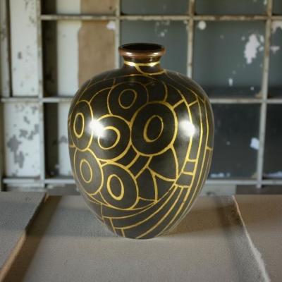 Fernand Grange Fernand Grange Art Deco Dinanderie Vase