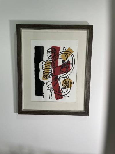 Fernand Leger French Art Deco Abstract Print Titled The Cyclist 