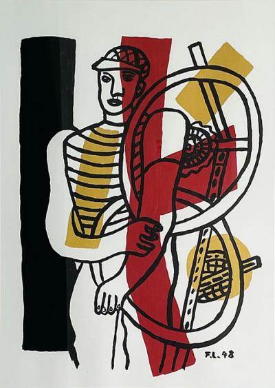 Fernand Leger French Art Deco Abstract Print Titled The Cyclist 
