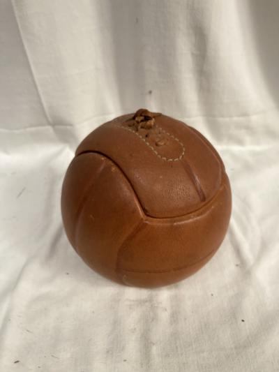 Fernand Longchamp 1950s Stitched leather on ceramic hand ball decorative boxe