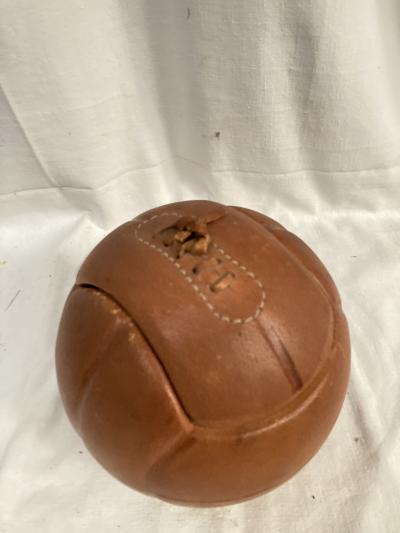 Fernand Longchamp 1950s Stitched leather on ceramic hand ball decorative boxe