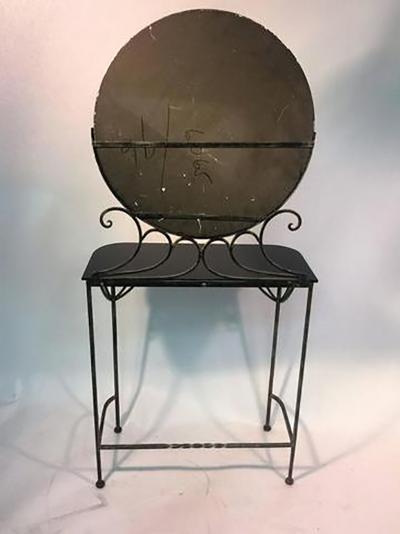 Ferro Brandt Beautiful Art Deco Wrought Iron Vanity and Chair by Ferro Brandt