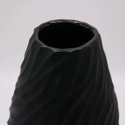 Ferro Italian Murano Art Glass Black Vase Italy 1990