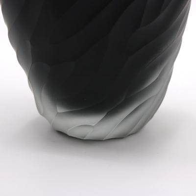 Ferro Italian Murano Art Glass Black Vase Italy 1990