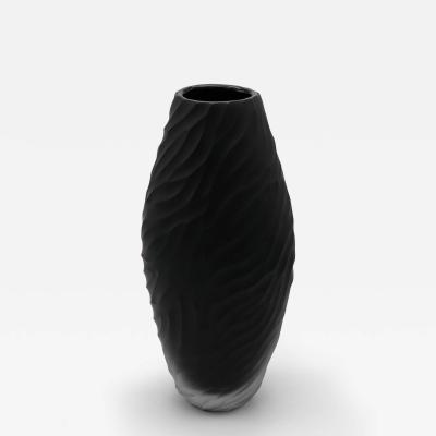 Ferro Italian Murano Art Glass Black Vase Italy 1990