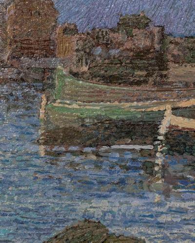 Ferruccio Piovano Port of Camogli Oil on Cardboard Signed 1974