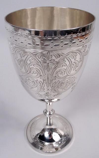 Festive English Victorian Classical Sterling Silver Goblet 1873