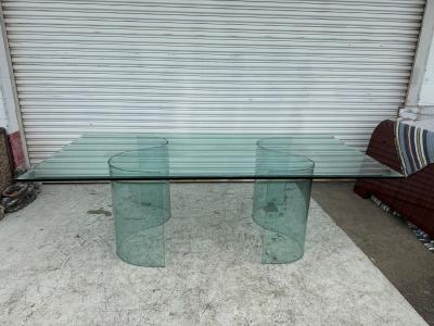 Fiam Fiam Italia Large Glass Dining Conference Table w 2 Wave Shaped Glass Bases