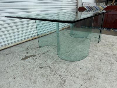 Fiam Fiam Italia Large Glass Dining Conference Table w 2 Wave Shaped Glass Bases