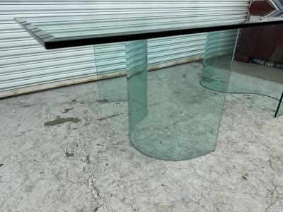 Fiam Fiam Italia Large Glass Dining Conference Table w 2 Wave Shaped Glass Bases