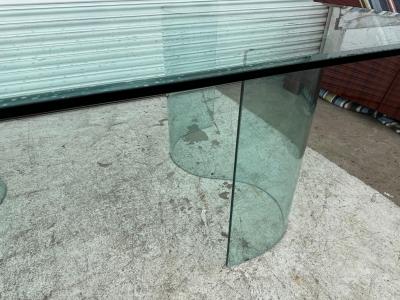 Fiam Fiam Italia Large Glass Dining Conference Table w 2 Wave Shaped Glass Bases