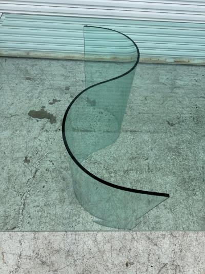 Fiam Fiam Italia Large Glass Dining Conference Table w 2 Wave Shaped Glass Bases