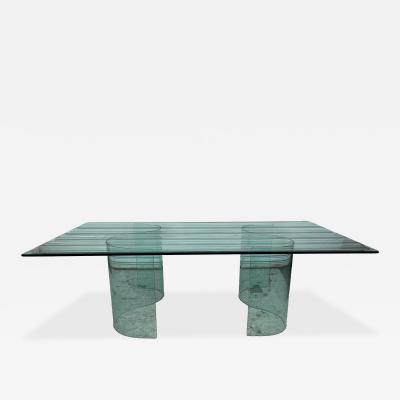 Fiam Fiam Italia Large Glass Dining Conference Table w 2 Wave Shaped Glass Bases