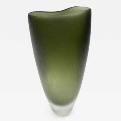 Ficus A Murano Green Glass Vase