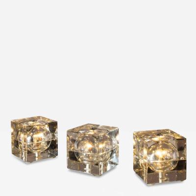 Fidenza Vetraria Alessandro Mendini glass and metal Cubosfera table lamp by Fidenza Vetraria