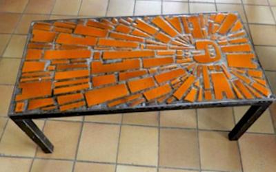 Fifties riviera style rare ceramic coffee table with gorgeous colors