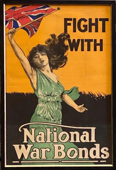 Fight With National War Bonds Vintage British WWI Poster Circa 1917 18