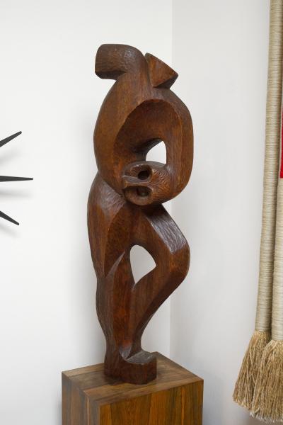 Figurative Mahogany Sculpture Mid Century Modern 1950s Brazilian Abstract