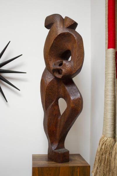 Figurative Mahogany Sculpture Mid Century Modern 1950s Brazilian Abstract