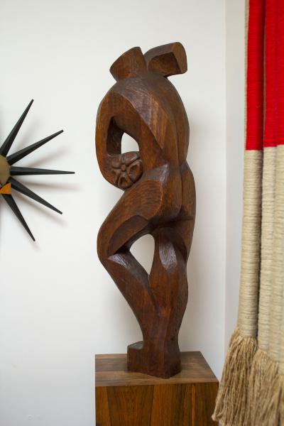 Figurative Mahogany Sculpture Mid Century Modern 1950s Brazilian Abstract