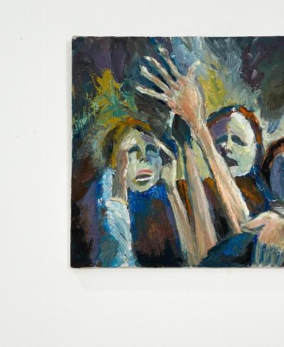 Figurative Study of 3 People Mid Century