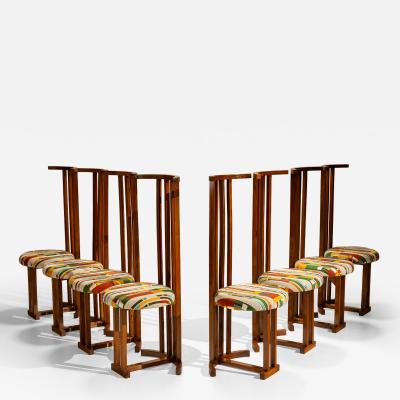 Filippo Monti Set of Eight Italian Dining Room Chairs in Walnut attri to Filippo Monti 1960s