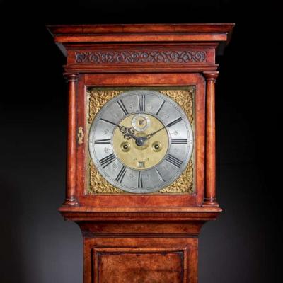 Fine 18th Century Queen Anne Burr Walnut Eight Day Longcase Clock
